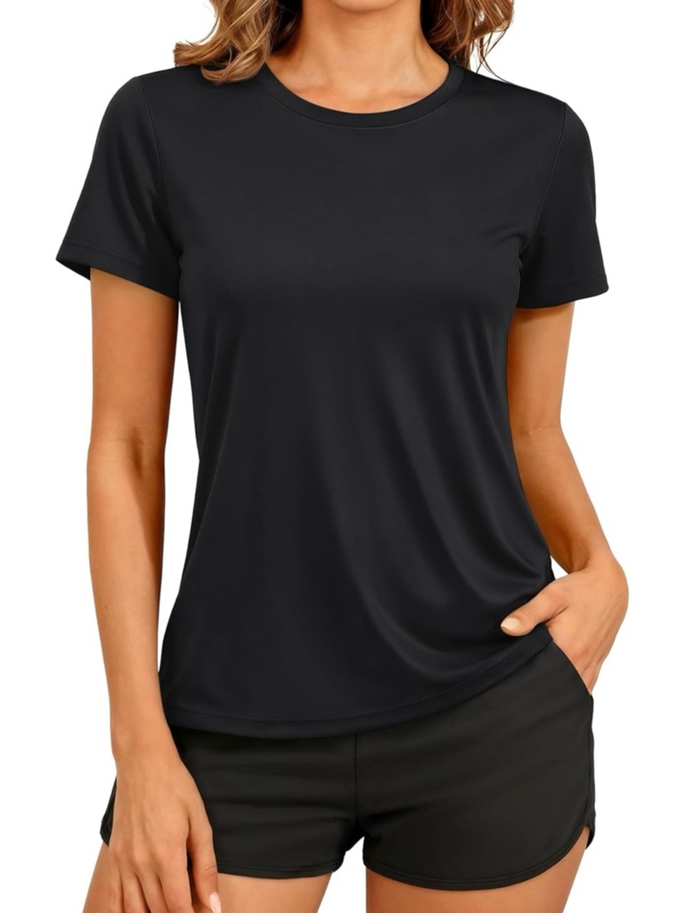 3 pack Classic Black Crewneck Women's Tee - Casual Everyday Top